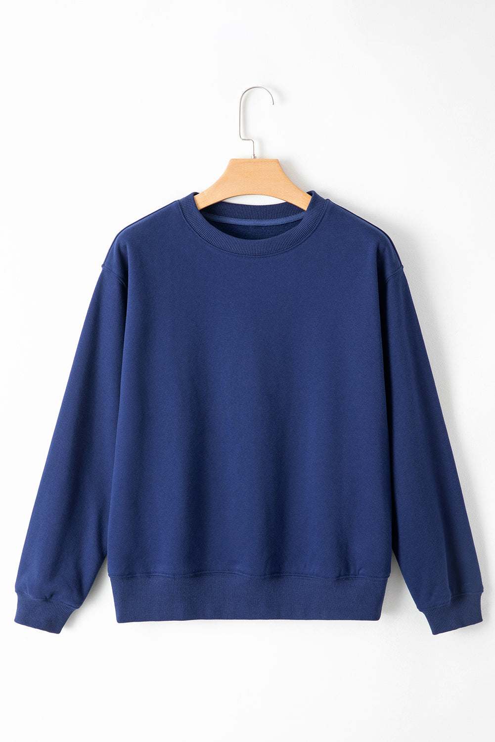 Bonbon Solid Fleece Lined Drop Shoulder Terry Sweatshirt