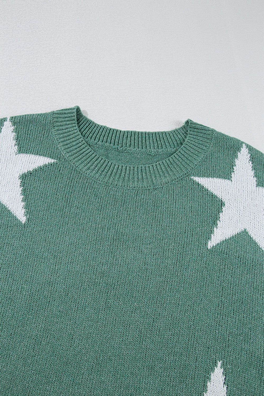 Gray Star Pattern Drop Shoulder Sweater