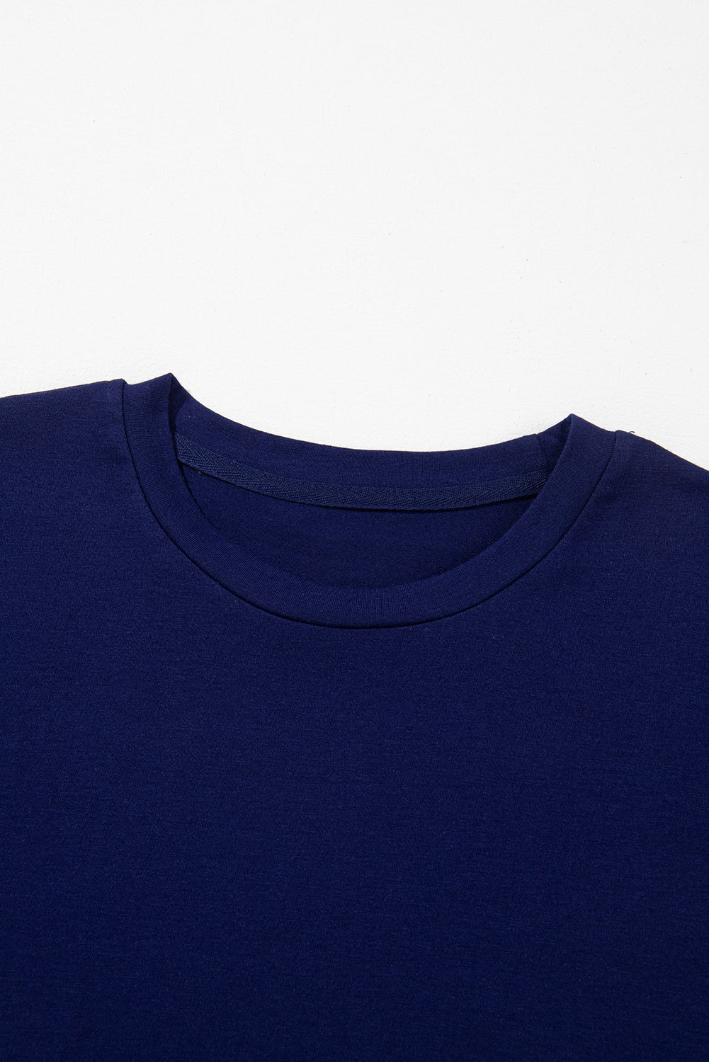 Black Casual Plain Crew Neck Tee