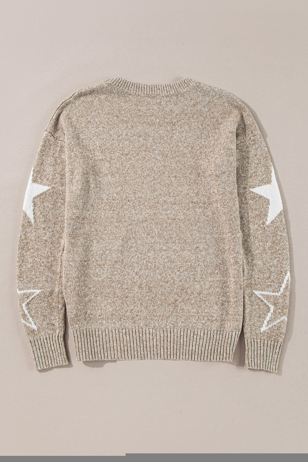 Gray Star Pattern Drop Shoulder Sweater