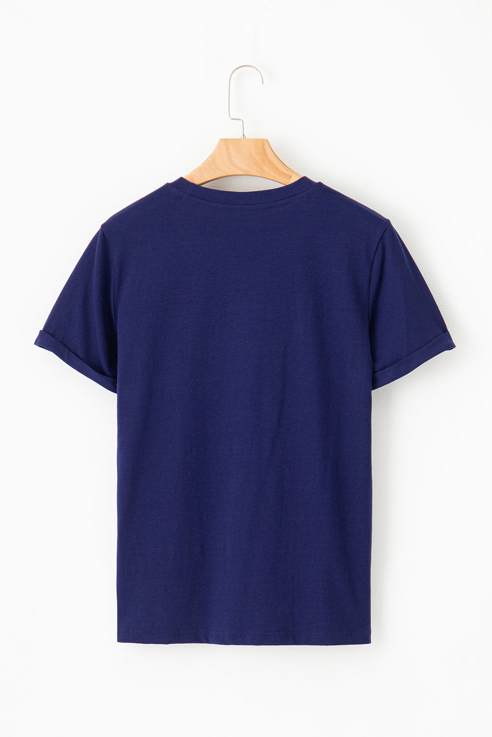 Black Casual Plain Crew Neck Tee