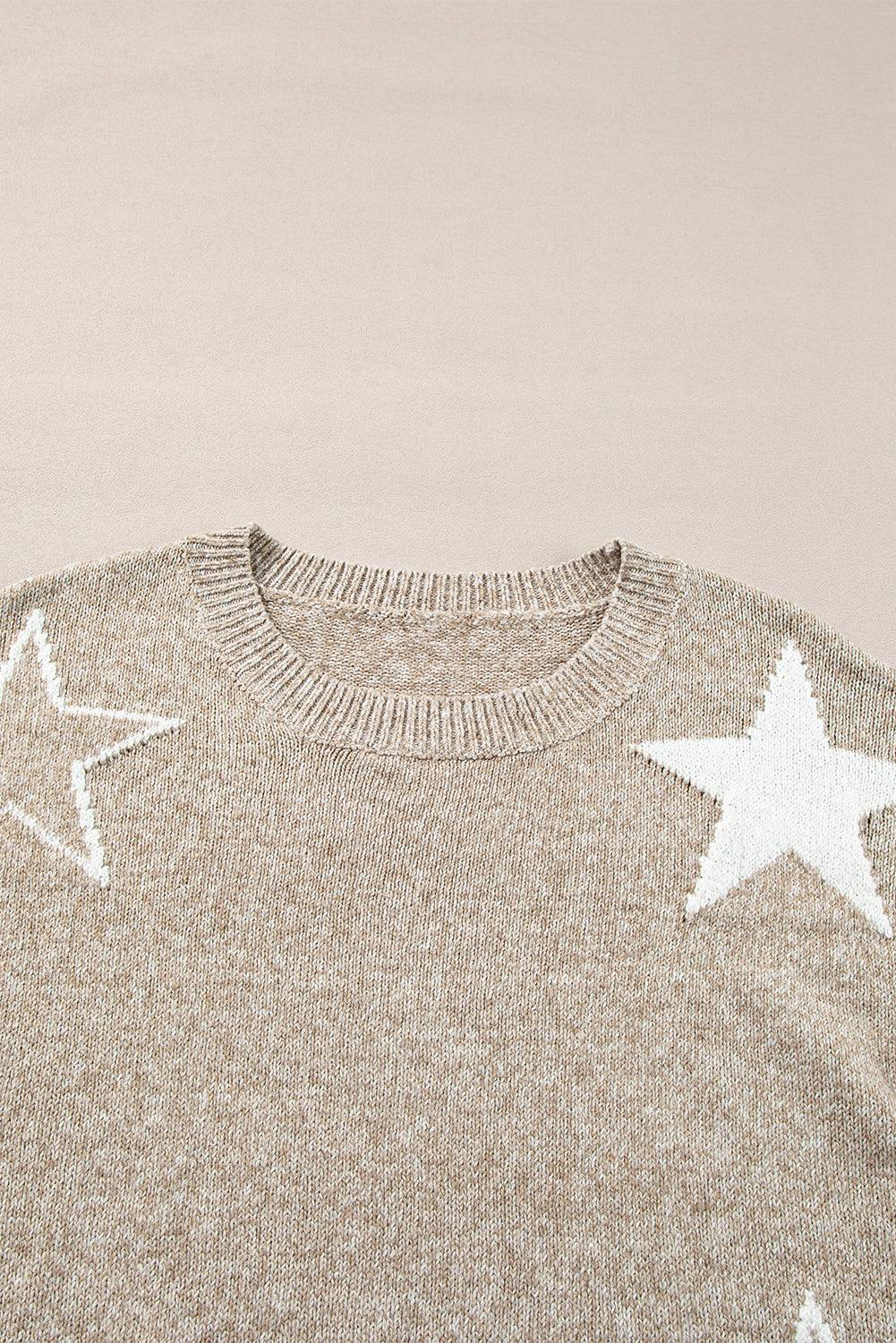 Gray Star Pattern Drop Shoulder Sweater