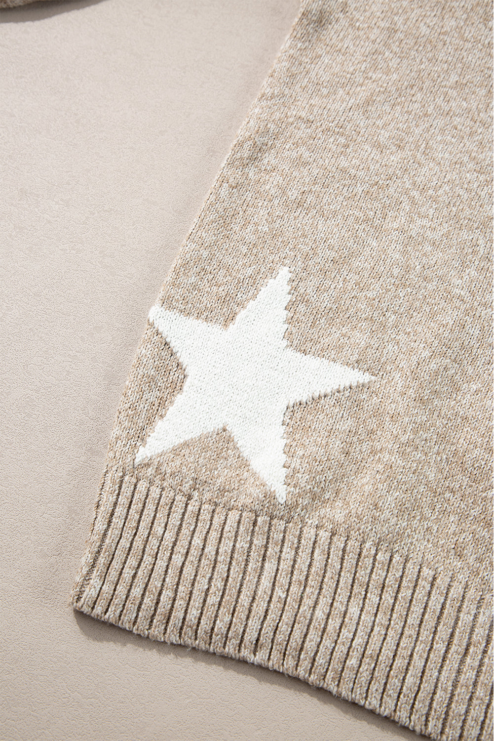 Gray Star Pattern Drop Shoulder Sweater