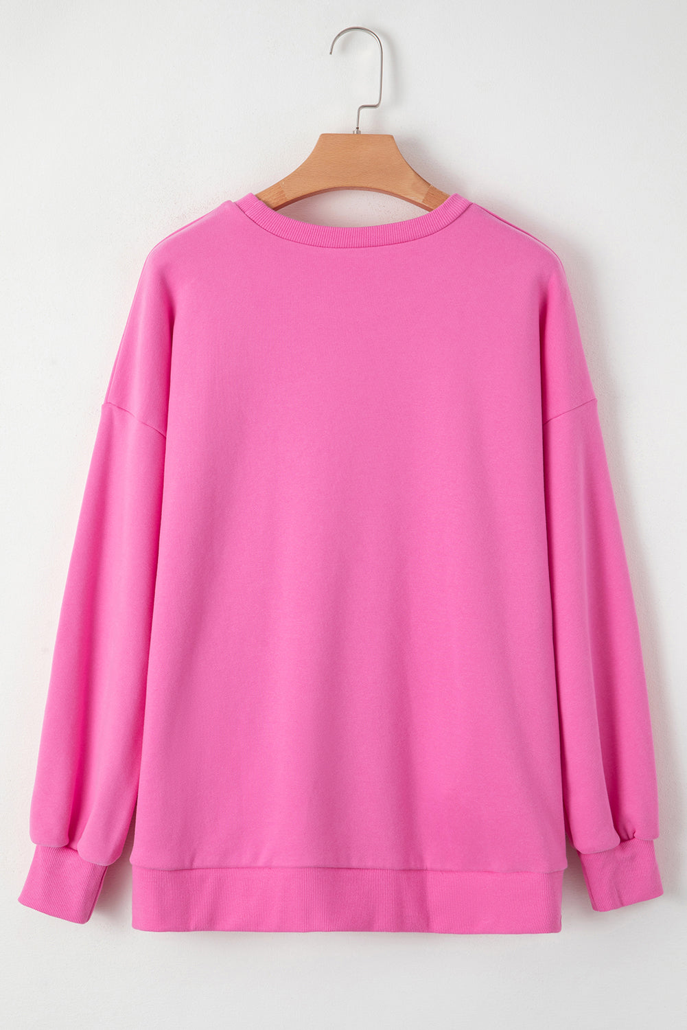 Bonbon Solid Fleece Lined Drop Shoulder High Low Sweatshirt