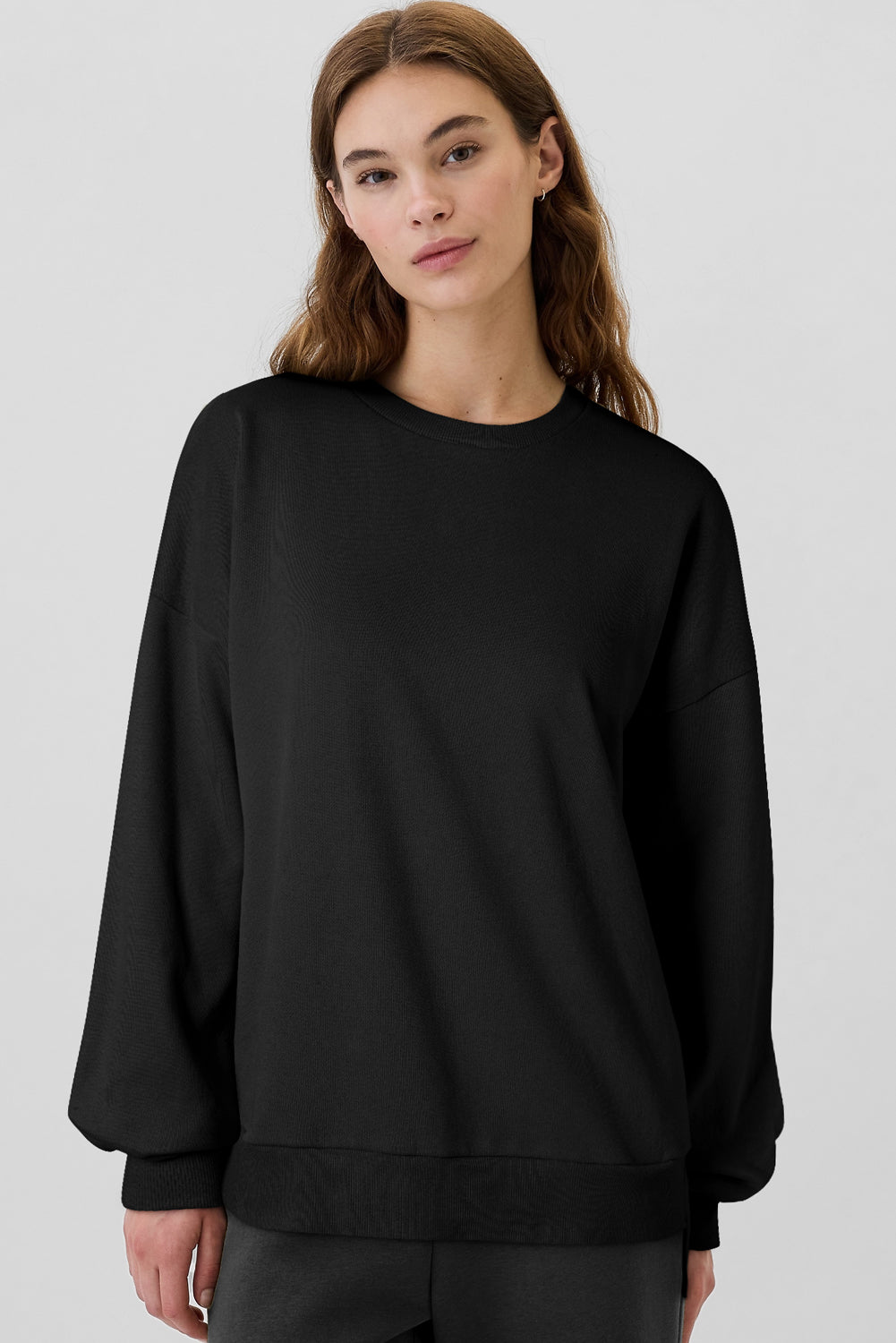 Bonbon Solid Fleece Lined Drop Shoulder High Low Sweatshirt