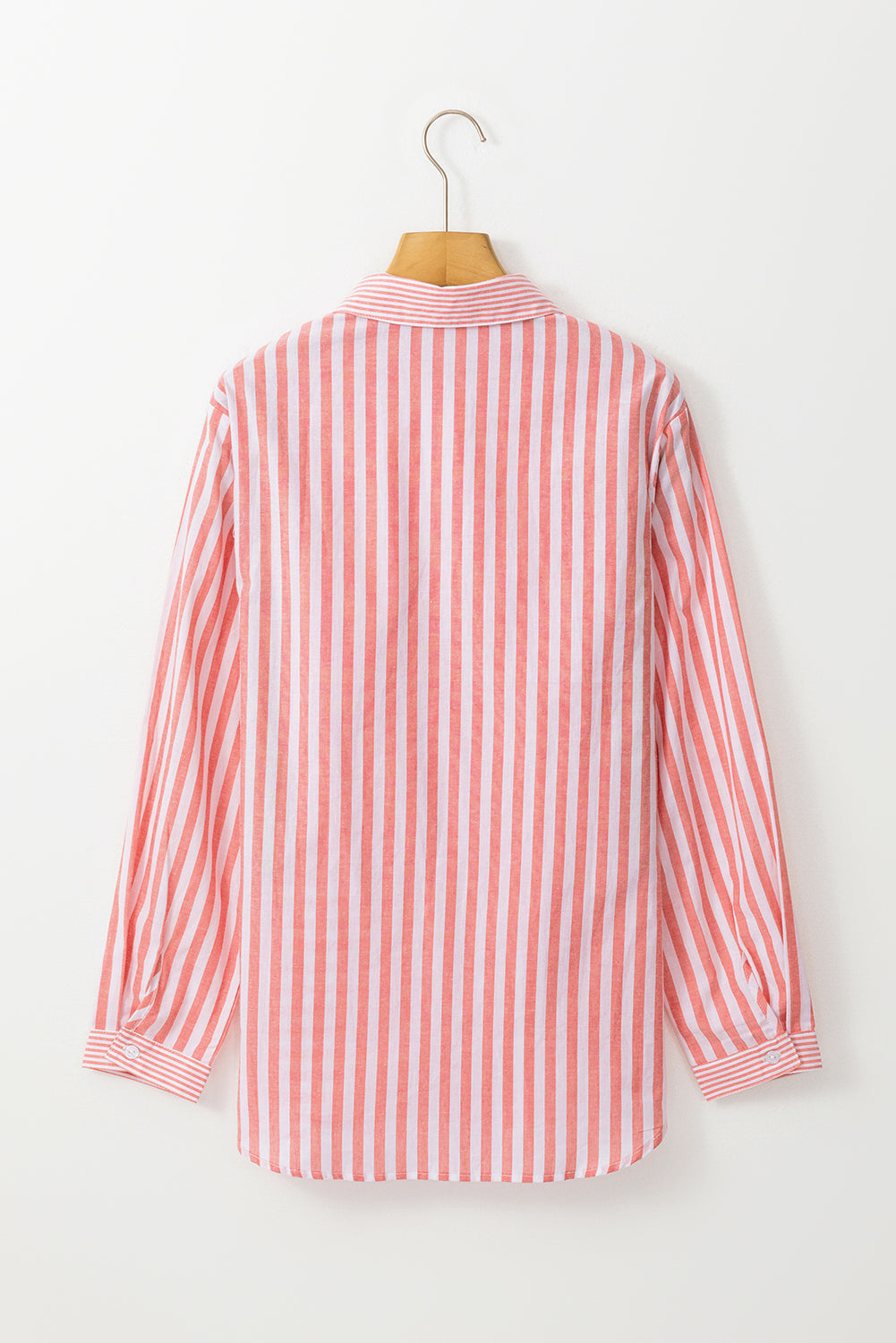 Pink Stripe Buttoned Long Sleeve Casual Shirt